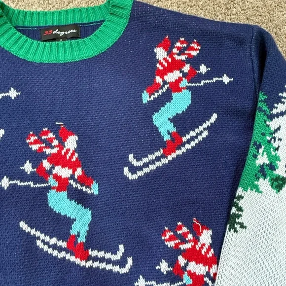 Women’s 33 Degrees Blue Skier Ugly Sweater - Picture 2 of 6